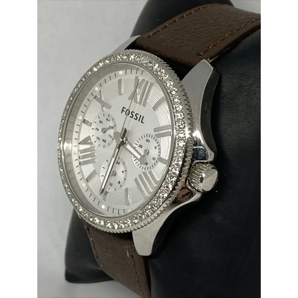 Fossil AM4481 Women's Brown Leather Analog Dial Quartz Genuine Wrist Watch CM477